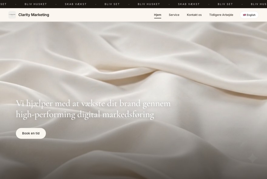 claritymarketing.dk — hjemmeside bygget af Webpartneren