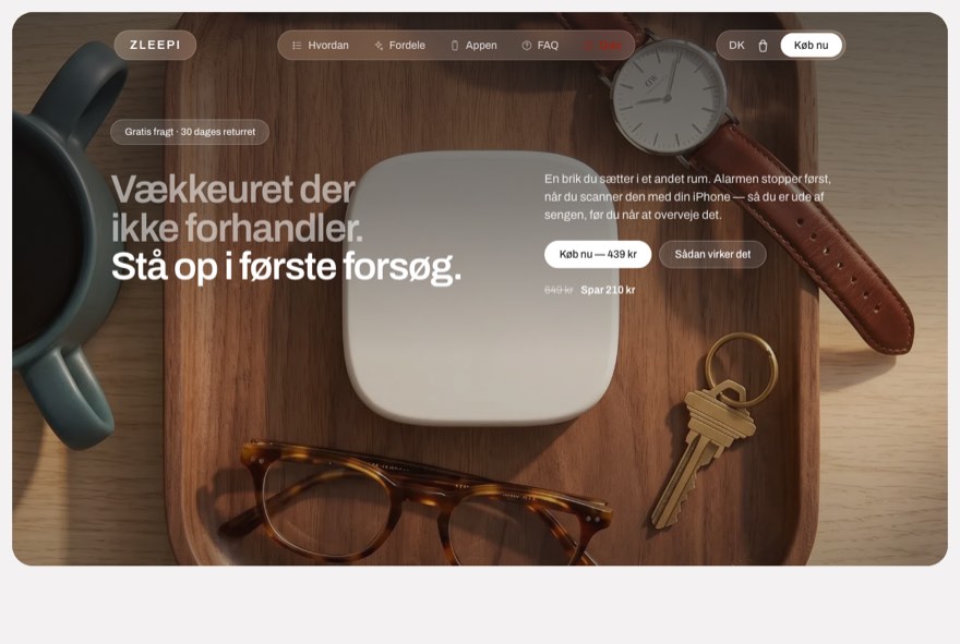 Forsiden af pustalarm.dk — Zleepi